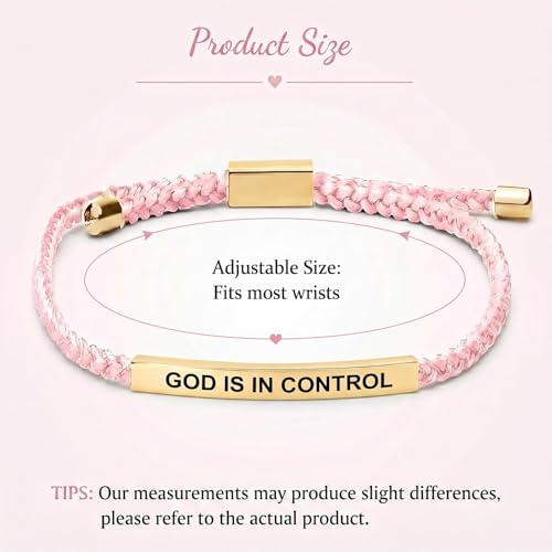 Frodete Dont Let The Hard Days Win Bracelet Inspirational Gifts for Women Adjustable Braided Tube Bracelet Gifts for Friends - color: A5:GOLD IS IN CONTROL(pink)