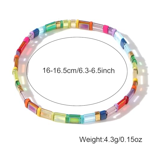 Candy Colorful Tila Flat Beads Bracelets for Women Trendy Unique Friendship Handmade Stackable Christmas Jewelry Gifts - color: glassy