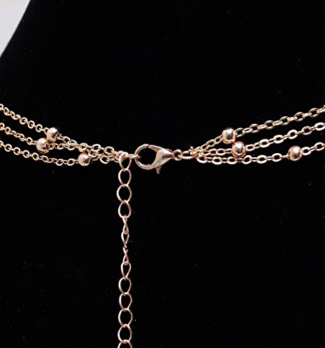 MOLOCH Layer Choker Long Chain Tassel Pendant Necklace Handmade Bead Station y Necklace Charm Chain Jewelry Necklace - color: gold