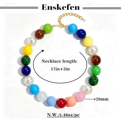 Chunky Beaded Necklaces for Women Statement Necklace | Bold Chunky Choker, Large Resin Beads, Adjustable Necklace, Boho Trendy Summer Beach Holiday Jewelry - color: Colorful-02