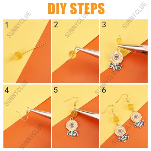 SUNNYCLUE 1 Box 144Pcs DIY 10 Pairs Thanksgiving Charms Earring Making Starter Kit Enamel Maple Leaf Charm Pumpkin Sunflower Fall Autumn Pendants Imitation Pearl Beads for Jewelry Making Kits