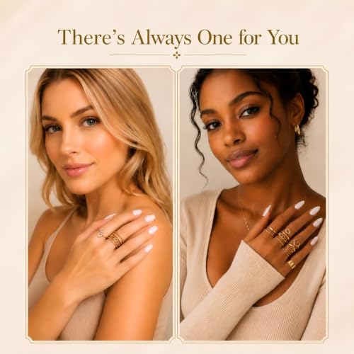 30 Pcs Gold Stackable Rings Set for Women, Cute Finger Midi Rings with Heart Butterfly Designs, Perfect for Stacking Layering on Thumb Knuckle, Mixed Size Gold Plated Statement Rings Pack