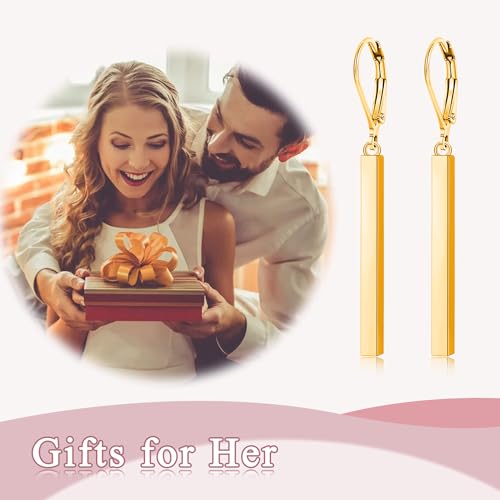 Leverback Earrings Dangle Earrings for Women Dangly Earrings Anniversary Birthday Gifts for Women - style: Vertical Bar Earrings-Gold