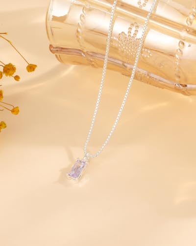 FUNEIA Diamond Necklaces for Women 14K Gold Plated Emerald Birthstone Necklace for Women Mothers Dainty Gold Necklace Blue Green Cubic Zirconia Pendant Necklace Birthday Gifts for Women Jewelry - color: 06. June(Alexandrite)-Silver