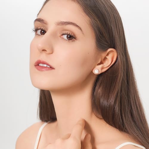 Moissanite Earrings Studs 1ct-3ct for Women/Men, 925 Sterling Silver with 18K White Gold Plated Hypoallergenic Flat Screw Back Birthday Gifts for Women Girlfriend Wife Engagement Jewelry - color: Round#4Ct-(2.0ct*2)