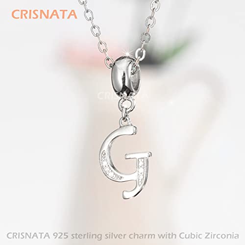 26 Letter Pendant Charms, Polished 925 Sterling Silver Complete Initial A-Z Dangling CZ Stone Alphabet Beads, fits European Bracelet Necklace, Gift for Mother/Father/Daughter/Son/Sister/Aunt - color: Letter G CZ Pendant Charm