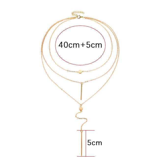 COLORFUL BLING Multilayer Choker Long Chain Tassel Pendant Necklace for Women Beads Necklace Long Bar Charm Chain Jewelry - color: C gold bar