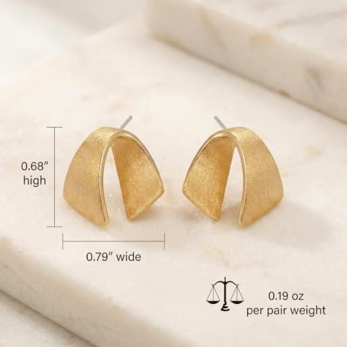 Jean Beau Chunky Gold Stud Earrings for Women Trendy Gold Plated Dangle Drop Prom Birthday Fashion Office Jewelry Gift - color: Gold Ribbon