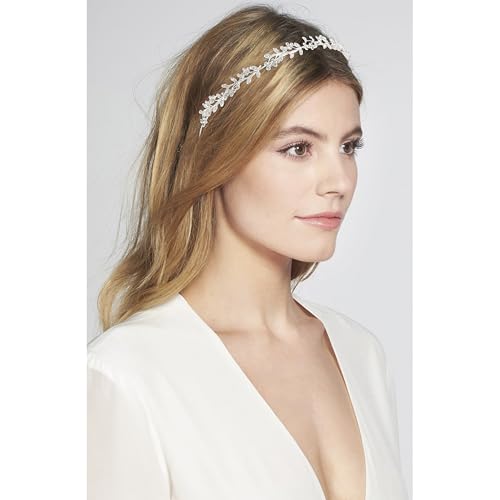 Wedding Headbands for Women Girls Bride Headband Bridal Headpieces Crystal Hair Band Silver Tiara Wedding Gifts Hair Accessories Elegant Fairy Rhinestone Handmade Leaves Flowers