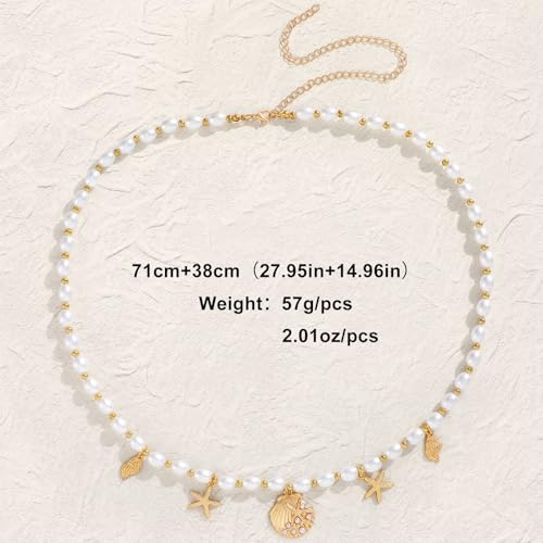 XZQTIVE Starfish Pearl Waist Chain Belts for Women Mermaids Seashell Pearl Belly Chain Gold Pirate Rave Festival Summer Bikini Beach Jewelry Accessories - style: Starfish-4