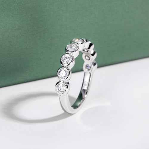Moissanite Eternity Rings, S925 Sterling Silver Anniversary Band for Women - style: 9 Stones Round-Cut