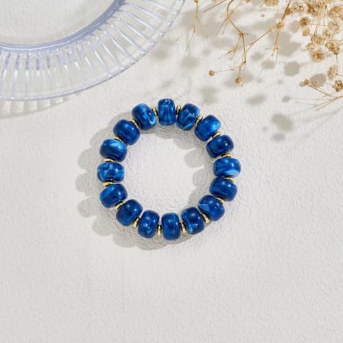 Bead Bracelet for Women Vibrant Color Resin Beads Bracelets Elastic Stretch Chunky Bracelet Boho Summer Beach Vacation Jewelry - color: Color 4