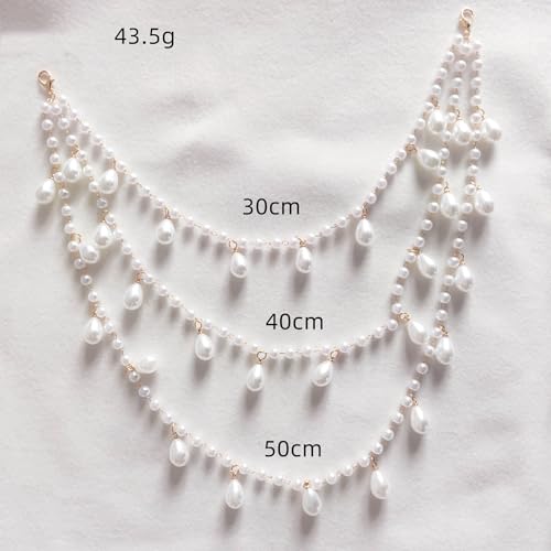 2 Pcs Pearl Shoulder Chain Detachable Bridal Arm Jewelry Layered Beaded Tassel Epaulettes for Wedding Prom Dress Sleeves Pearl Straps Accessory