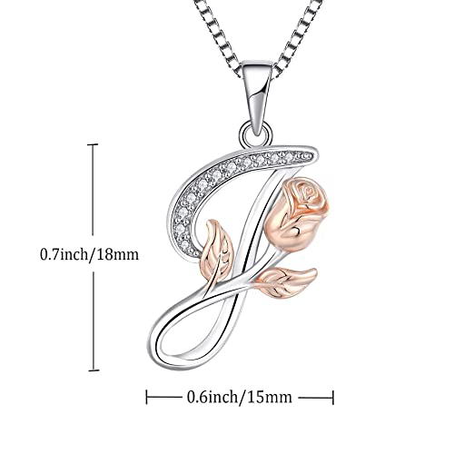 STARCHENIE Initial Necklace for Women Sterling Silver Letters 26 Alphabet Pendant Rose Flower Jewelry Gifts for Family Sisters Friend - color: J