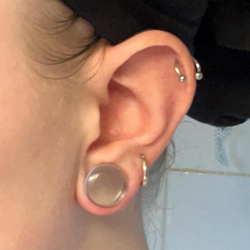 8G-12mm Solid Ear Plugs Tunnels for Women Men Single Flared Ears Gauge Plugs with O-Ring Stretcher Expander Piercing Body Jewelry Black White Clear Opalite 1 Pairs - color: Clear, size: 0 Gauge = 8mm = 5/16 inch
