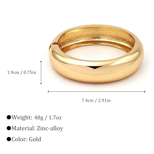 Chunky Gold Bangle Bracelets for Women Statement Bracelet for Dainty Charm Women Jewelry - color: Gold Round Bracelet