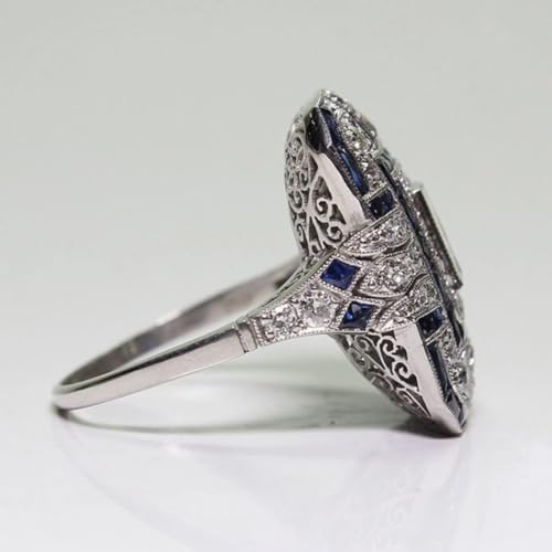 Big Dainty Full Cubic Zrionias Full Finger Wide Chunky Ring,Platinum Plated Large Exaggerated Cocktail Party Turkey Crystal Ring for Women