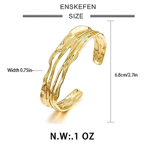 Gold Cuff Bracelet for Women Chunky Multi-layer Cross Wire Open Bracelet Hollow Wide Cuff Bracelets Adjustable Gold Open Cuff Bangle Bracelet - color: Smooth Gold Cuff Bracelet