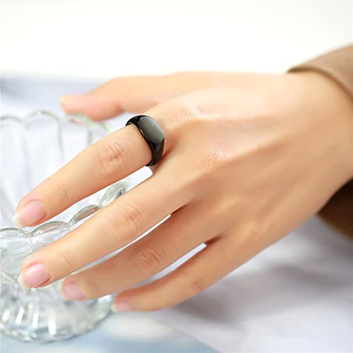 HIJONES Mens Stainless Steel Signet Ring Matte Brushed Square | Simple Statement ,Wedding Band,Polished Round - color: 9mm-Black