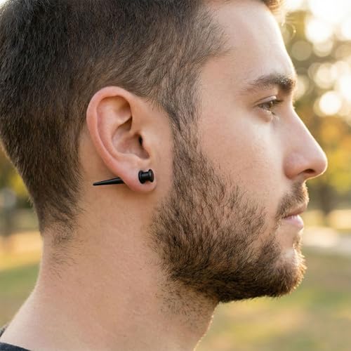 50-Piece Ear Gauges Stretching Kit, 14G-00G | Acrylic tapers and plugs with soft silicone tunnels, body piercing jewelry for women and men - color: Black 1