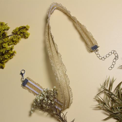 Nova&Aria Chokers Set For Women Heart Choker Necklaces Flower Pendant Velvet Cute Pink Turquoise Blue White Black Choker Necklace Christmas Colorful Lace Chokers - color: Brown-A