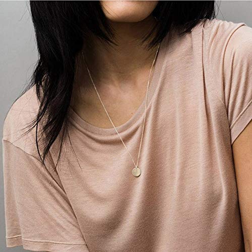 Turandoss Dainty Layered Choker Necklace, Handmade Y Pendant Necklace Multilayer Bar Disc Necklace Adjustable Layering Choker Necklaces for Women - style: 2PCS - Small Disc&Disc
