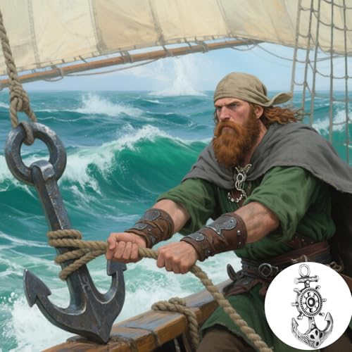 Stainless Steel Gothic Y2K Punk Rock Emo Biker Pendant Necklace | Cosplay Vintage Viking Alt Edgy Fashion Charm Necklace Jewelry for Men Women Active Daily Wear - style: Viking Ship Rudder Anchor