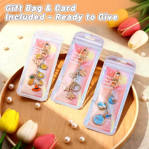 Wurosi 25Set Paperclip Keychain Making Kit with Gift Bags & Thank You Cards | Includes Keychain Clips, Extender Chains and Packaging Supplies, Perfect DIY Purse Handbag Key Chain Accessories Gift - color: 25 Set Gold Keychain Kit