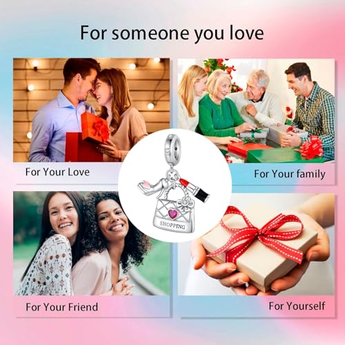 Bible Family Mom Wife Love Heart Dangle Charm 925 Sterling Silver Charms fits Bracelets and Necklace Pendant Bead Charms Jewelry Present for Women Family Friends - style: Love Shopping Charm
