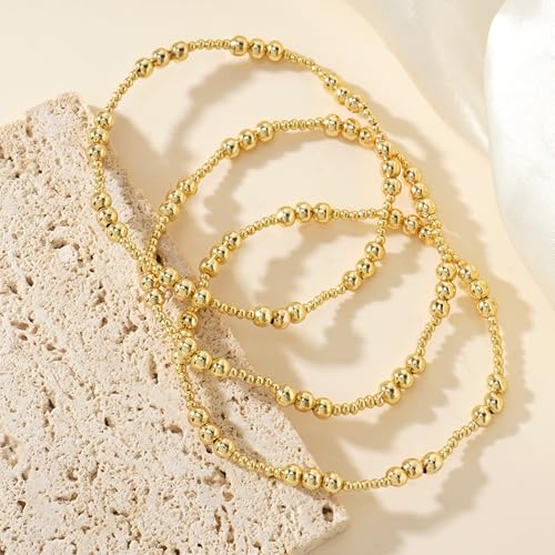 Gold Bracelets for Women, Beaded Cross Stack, Non Tarnish Set,Set-1 | Gold Beaded Bracelet Stack with Stretch Fit, Waterproof Finish and Dainty Design for Everyday Wear and Gifts - color: Colors-15