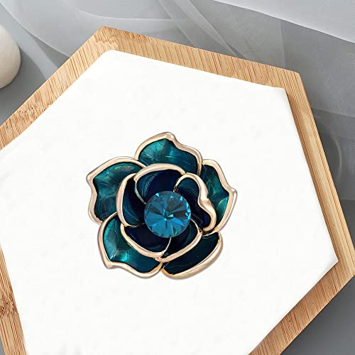 Women Camellia Flower Pearl Enamel Brooch Pins for Ladies Jewelry Fashion - color: B