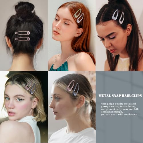 20 PCS Metal Snap Hair Clips Water Drop No Slip Barrettes for Women Bright Small Hair Clips For Thick And Thin Fine Hair,Metallic,1.97 x 0.5 In. - color: Metallic