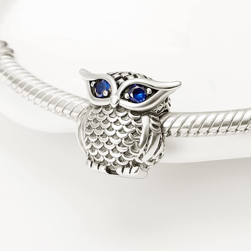 925 Sterling Silver Charms for Bracelets and Necklaces Beads Charms Jewelry Gift for Women - color: Owl Charm