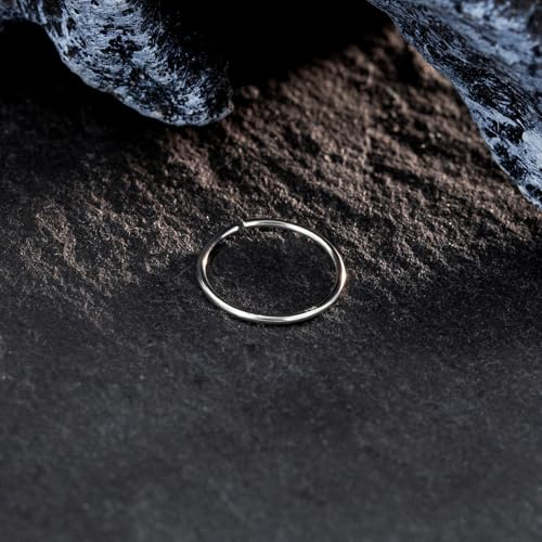 14K Gold Nose Ring Hoop for Women and Men, 6mm/7mm/8mm Tiny Gold Nose Ring Stud Piercing Jewelry, 20G 22G - color: 14k White Gold, size: 22 gauge(0.6mm)-7mm