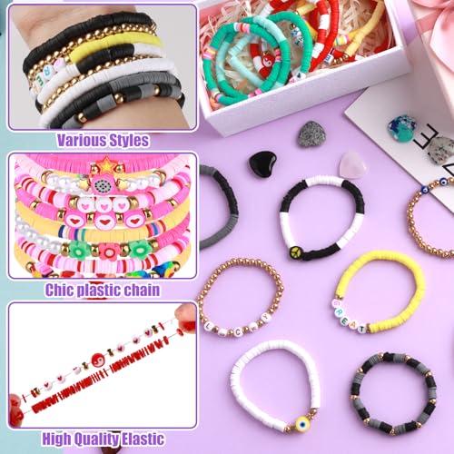 Friendship Bracelets Heishi Surfer Clay Bead Bracelets Set Stackable Beaded Preppy Jewelry Bracelets Friendship Boho Y2K Bracelets for Women Teen Girls Party Favors - color: Multicolor