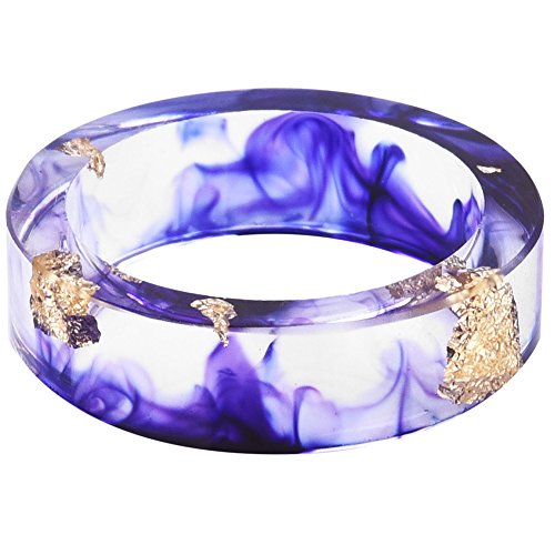 Jude Jewelers 8mm Ocean Style Transparent Plastic Resin Wedding Band Cocktail Party Ring - color: Purple