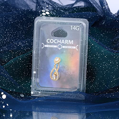 Top Down Belly Button Rings 14g Cute CZ Heart Belly Button Rings for Women Dangle Tear Drop Belly Ring Belly Piercing Jewelry - color: Silver