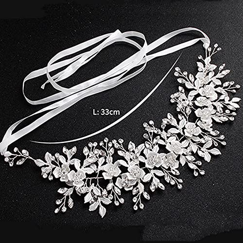Bridal Flower Vine Leaf Hair Band with Rhinestones - Elegant Headpiece for Bride, Bridesmaid, Flower Girl, Prom, and Special Occasions (Rose Gold) - color: Rose Gold