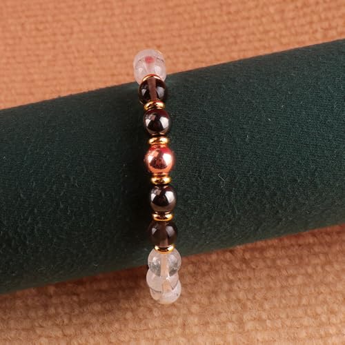 KSQS Healing Stone Bead Bracelet for Women, Natural Gemstones Balance Protection Bracelet, Spiritual Crystal Beads Bracelet Anxiety Relief with Meaning Card - color: Grounding