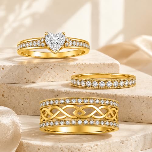 3Piece Moissanite Ring Set for Couples 925 10K 14K 18K Moissanite Wedding Ring - style: Ring 1