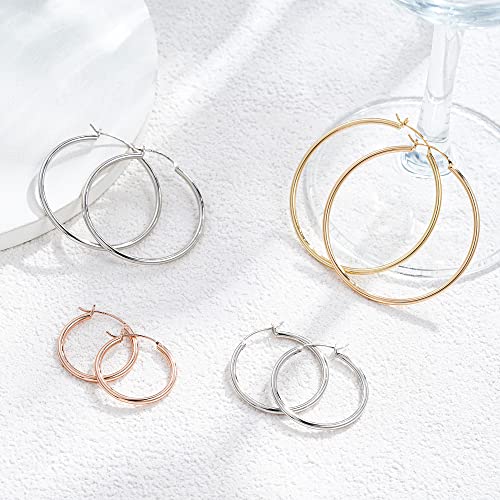 M MOOHAM Hoop Earrings for Women, Hypoallergenic 14K Gold Plated Earrings | Gold Plated Hoop Earrings Set for Sensitive Ears, Earring Stack for Women Trendy, Jewelry Gifts Lightweight 13-60mm - color: 3pairs-15/15/15mm-Gold-plated
