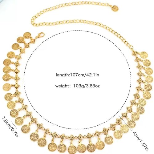 Women Coins Chain Belts Hip Dance Belly Waist Chains Pirate Gold Chain Medieval/Boho/Beach Accessories