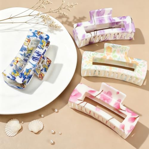 laxizar 4 Pcs Hair Clips 4.1 Inch Claw Cips Floral Hair Accessories - color: floral print 2