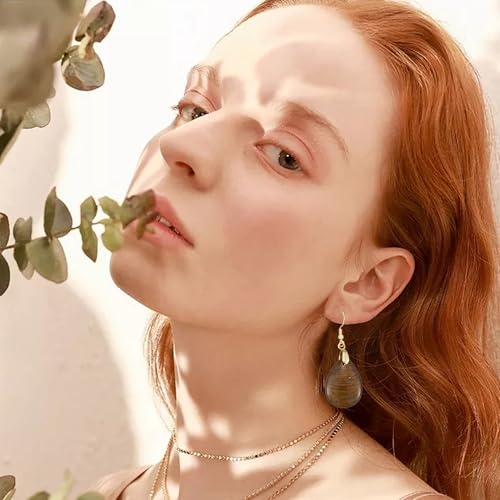Boho Multiple Style Natural Stone Earrings for Women Unique Healing Gemstone Energy Hypoallergenic Lightweight Dangle Drop Earrings Multiple Styles Earrings Jewelry for Birthday Party Gift - style: Tiger Eyes