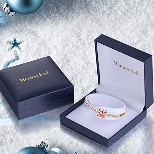 Fasion Jewelry Spiritual Guidance Bangle Bracelets For Women 18K Gold Plating Adjustable Bracelets with Crystal for Wife Girlfriend or Mothers, - color: Rose God Pink