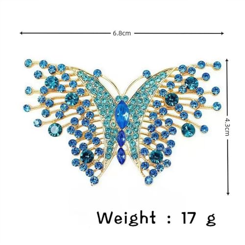 Dainty Rhinestone Butterfly Brooch for Women Men Chic Cute Sparkly Crystal Animal Lapel Pins for Suit Dress Hat Bag Tie Wedding Holiday Accessories Jewelry - color: Blue