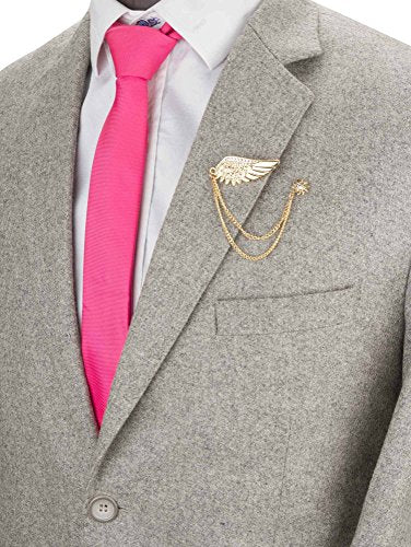 Knighthood Golden Stone Wing with Hanging Chain Brooch Golden