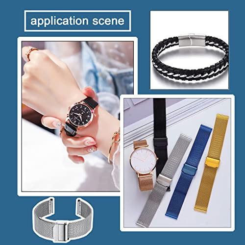 UNICRAFTALE 8 Sets 4 Sizes Clasps for Stainless Watch Band 304 Stainless Steel Watch Band Clasps Rectangle Watch Bands Buckle Clasp Buckle for Bracelet Watch Jewelry Making