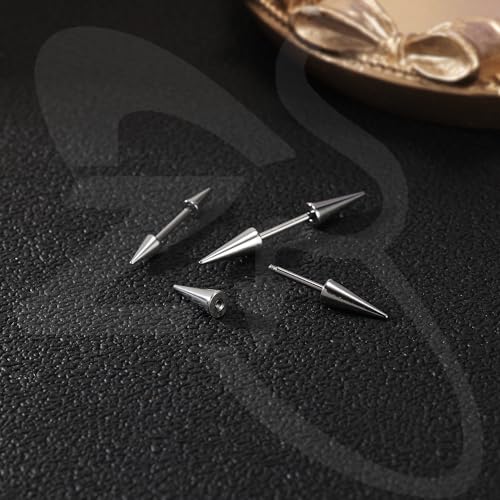 ZS 18Pcs Spike Eyebrow Piercing Jewelry, 16G Curved Barbell Vertical Labret Lip Rings, Spike Tragus Helix Earrings Rook Nose Bridge Rings for Women Men - color: B:Sliver,straight+curved barbell