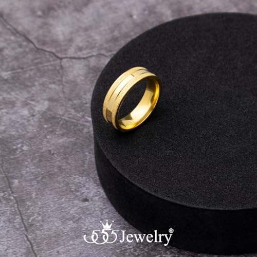 555Jewelry 4mm Sandblast Stainless Steel CZ Wedding Band Ring for Women & Men - color: Gold Style 8